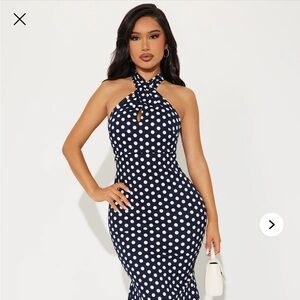 Blue and White Polka Dot Dress Fashion Nova